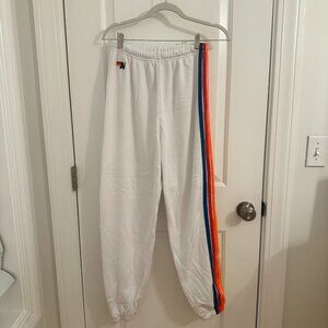 Aviator Nation 5 Stripe Sweatpants - White - Size Medium